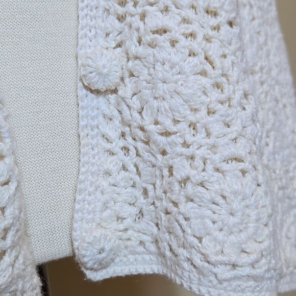 Crochet Cottagecore Grandma Floral Cardigan Sweater Vest 3X Boho Coastal Grandma - Picture 3 of 11